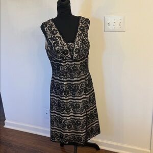 Talbots Elegant Black and Cream Dress, sz 8.